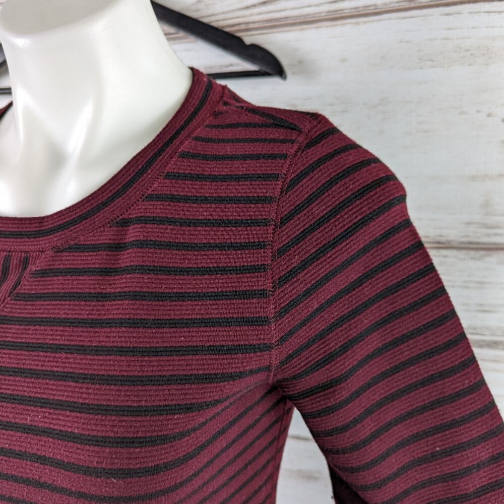 Lou & Grey Maroon and Black Stripe Dress sz XS - Picture 5 of 8
